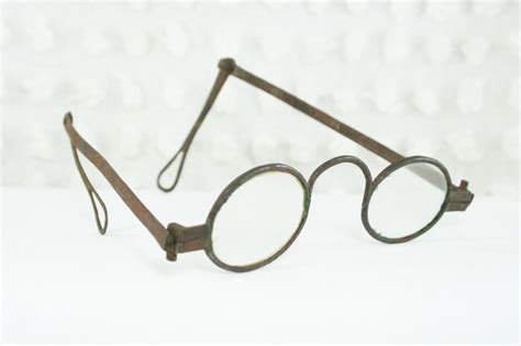 Antique 1800 S Eyeglasses Hand Wrought Metal Oval Rustic Early Optical Frame Eyeglasses