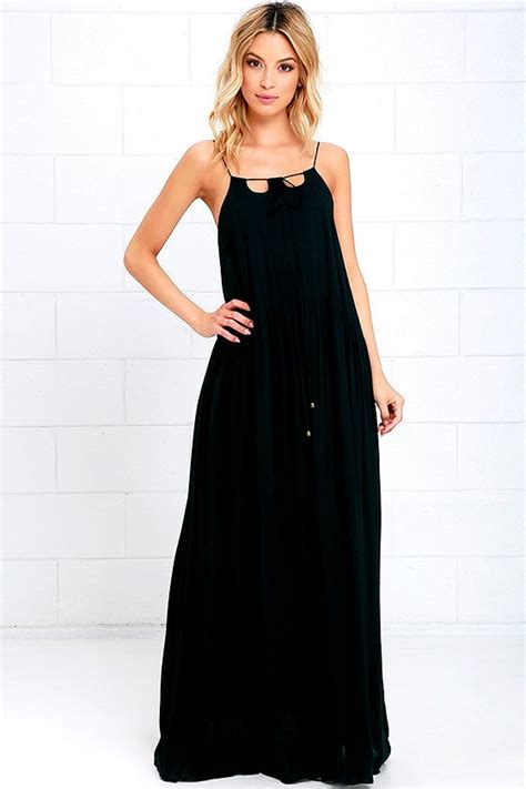 Lovely Black Maxi Dress Cutout Dress Boho Dress 8300