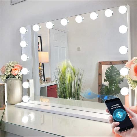 Buy Vanity Mirror For Makeup Bluetooth Extra Large Hollywood Lighted Mirror With 18 Dimming Led