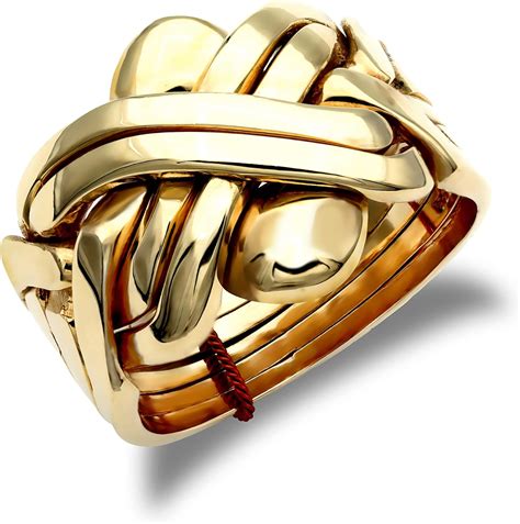 Jewelco London Mens Solid 9ct Yellow Gold 6 Piece Puzzle Ring Size
