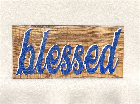 Blessed Sign Wood Blue And White Hand Painted Handmade Etsy Wooden