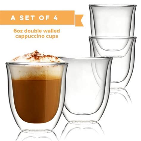 Double Wall Glass Cappuccino Cups 6oz Kitchables