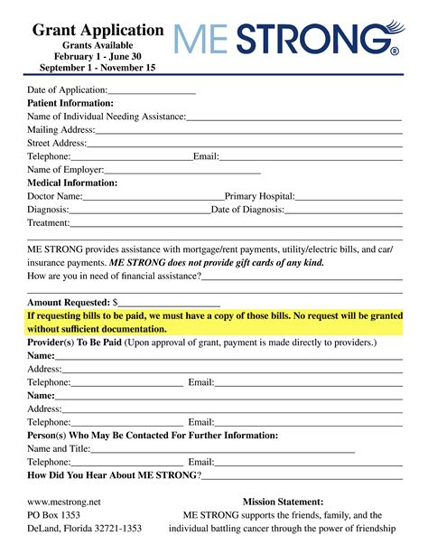 Grant Application Form Mestrong