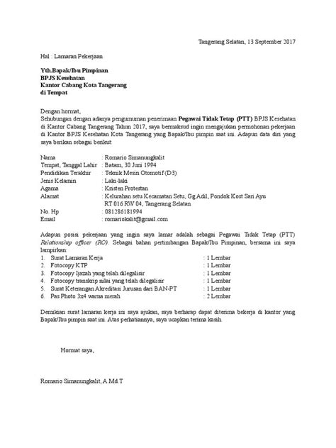 Warganegara indonesia (wni) diutamakan berdomisili di wilayah kabupaten wonosobo cara melamar kerja di dinas kesehatan. 17+ Contoh Surat Lamaran Di Dinas Kesehatan - Kumpulan ...