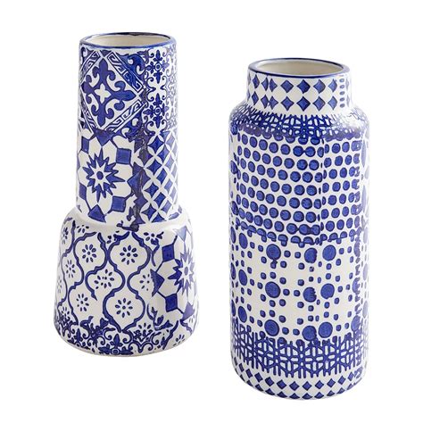 Blue And White Patchwork Vases Pier 1 Blue And White Vases Decor