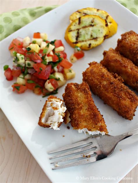 Mary Ellens Cooking Creations Crispy Fish Sticks With Pineapple Salsa