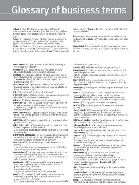 Glossary Of Business Terms Employment Sales