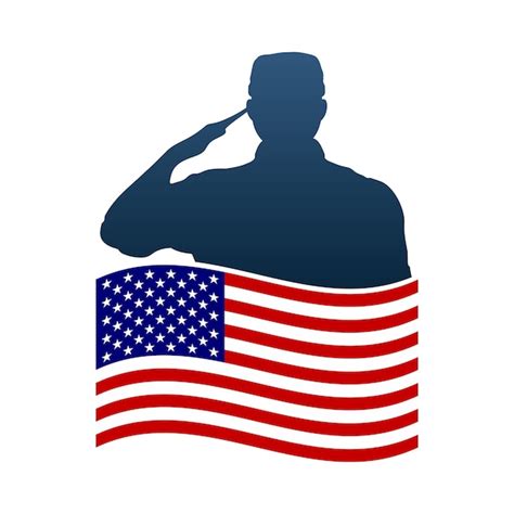 Premium Vector Saluting Soldier Silhouette With American Flag
