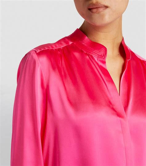 Womens L Agence Pink Silk Bianca Blouse Harrods CountryCode