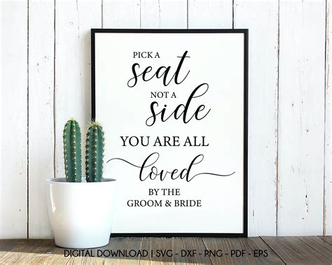 pick a seat not a side sign svg wedding welcome sign wedding etsy