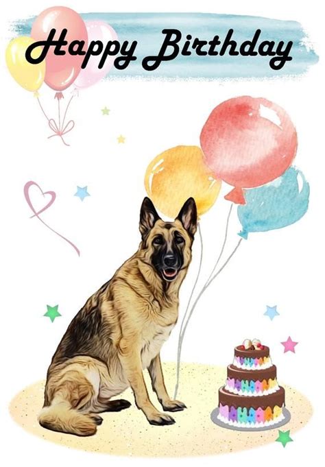 German Shepherd Dog Happy Birthday Card 6 X Etsy In 2021 Happy