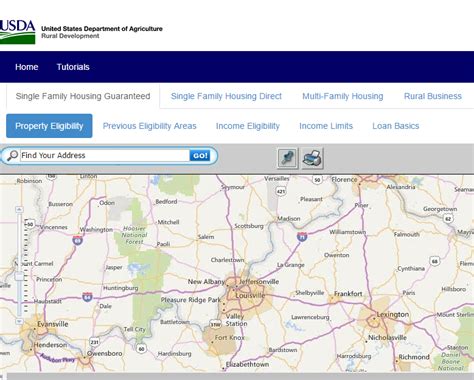 Usda Kentucky Rhs Check Property Eligibility Map Kentucky Usda