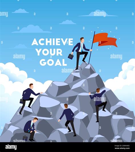 Business People Climb The Mountain Achievement Of Success Goal Using