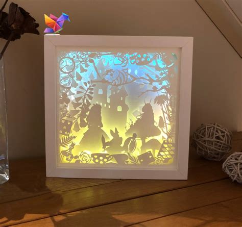 Alice1 Shadow Box Frame Template 3D Paper Cut | Light Box-Free[ofreecraft]