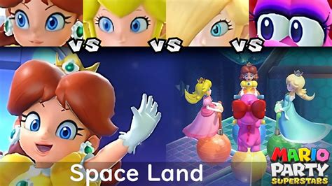 Mario Party Superstars Daisy Vs Peach Vs Rosalina Vs Birdo In Space Land Youtube