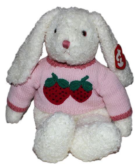 Ty Classics Curly The White Bunny Strawberry Sweater