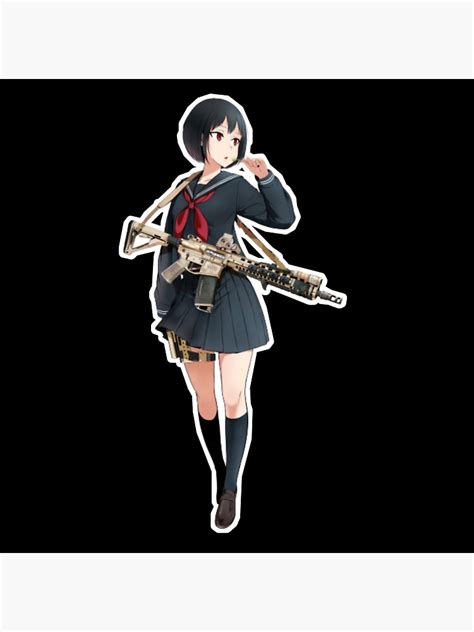 Beautiful Anime Girl With Gun Art Print By Shiv44 Redbubble