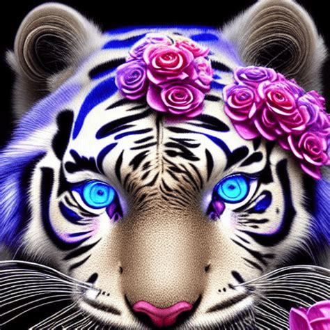 Fantasy White Tiger Aux Yeux Bleus 8k Creative Fabrica