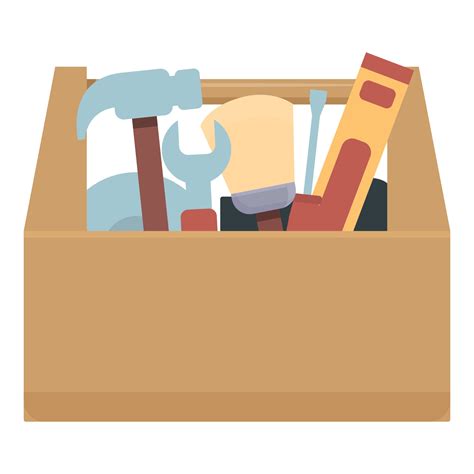 Vector De Dibujos Animados De Icono De Caja De Herramientas De Madera