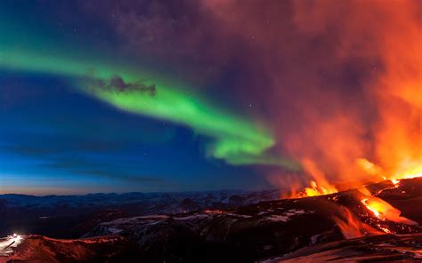Mj99 Iceland Mountain Fire Nature