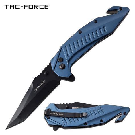 Tac Force Tactical Knife Tanto Blade Spring Assisted Blue