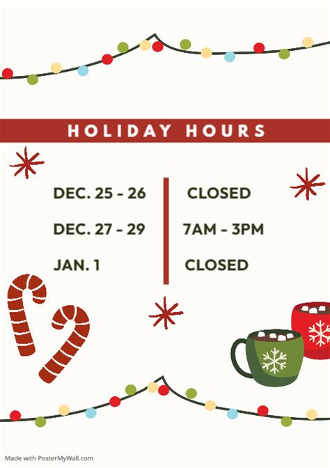 Holiday Hours Template 1 Postermywall