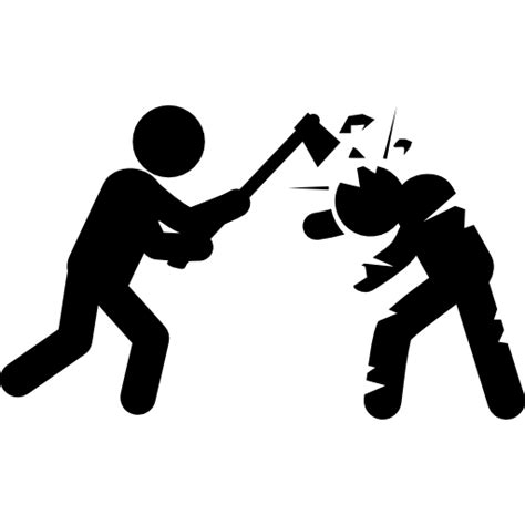 Violent Man Hitting Zombie Head With An Ax Icon