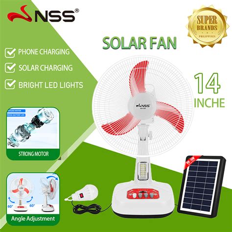 Nss Solar Electri Fan 14 Inch Portable Electric Fanrechargeable Fan