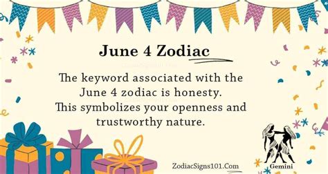 June 4 Zodiac Is Gemini Birthdays And Horoscope Zodiacsigns101