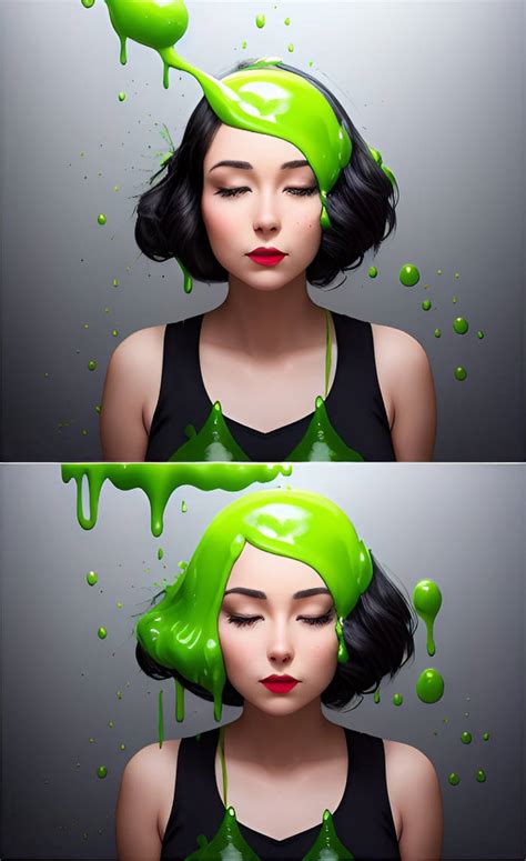 ai brunette woman gets green slimed slight b a by theslimer on deviantart