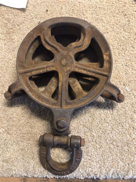 Antique Cast Iron Pulley Hay Trolley Farm Barn Tool Primitive Rustic