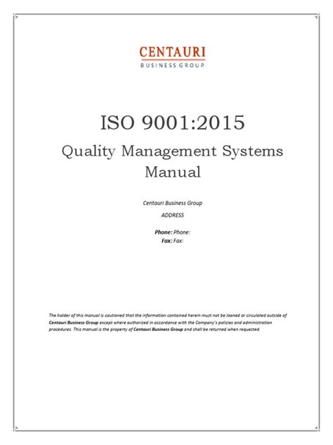 Iso 90012015 Quality Manual Preview Quality Management System