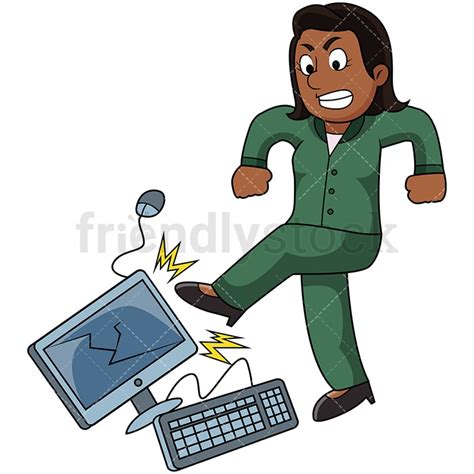 angry black woman kicking computer cartoon vector clipart friendlystock sexiz pix