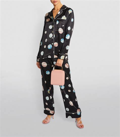 Olivia Von Halle Black Silk Planets Print Lila Pyjama Set Harrods Uk