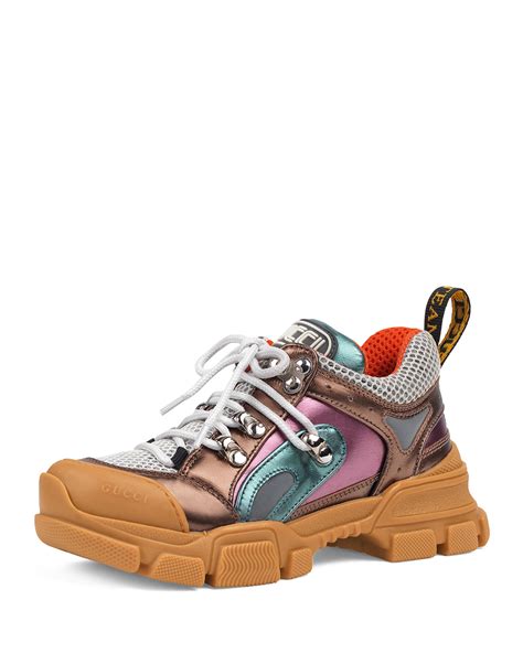 Gucci Flashtrek Metallic Leather Sneakers Toddlerkids Neiman Marcus