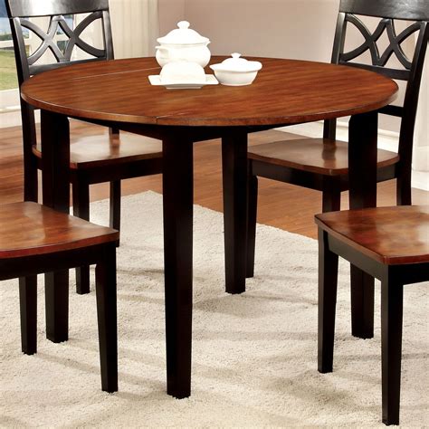 Our breathtaking dining room rustic furniture in hickory, cedar log, and barnwood will create a stunning area in your cabin theme home. Furniture of America Lohman Dual-Tone Round Dining Table | Dining table, Rustic kitchen tables ...