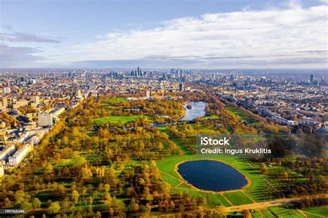 Beautiful Aerial Panoramic View Of The Hyde Park In London Stock Photo