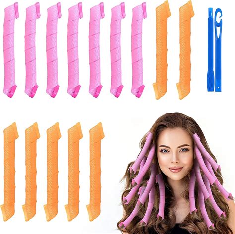Uraqt Hair Rollers 45cm Hair Curlers Styling Kit No Heat Spiral Curls Wave Style Rollers For