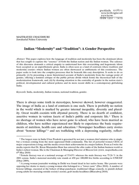 Understanding Indian Modernity Through A Gendered Lens Examining The