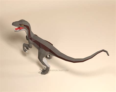 Raptor Papercraft 3d Velociraptor Papercraft Kit Dinosaur Etsy Canada