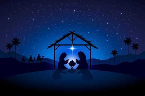 Free Vector Silhouette Nativity Scene Illustration