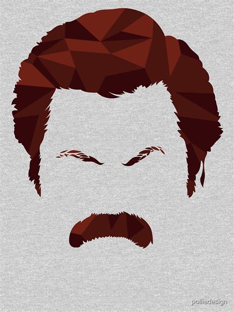 Ron Swanson Mustache Negative Space Art T Shirt By Polliadesign Redbubble