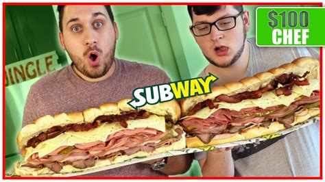 100 Subway Giant Sub Sandwich 11 000 Calories Youtube