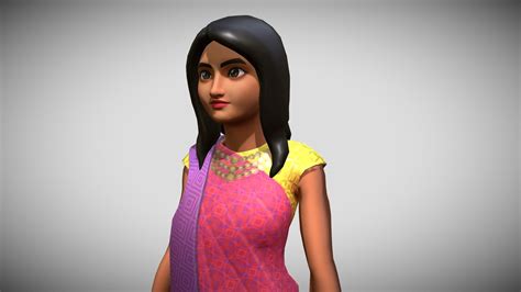 india girl animated download free 3d model by tonyflanagan [8d2d251] sketchfab