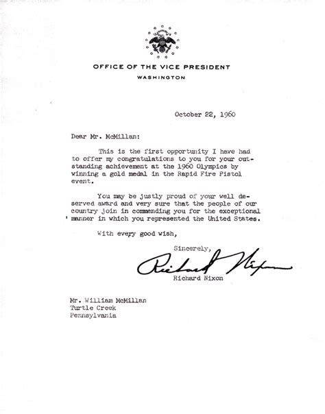 October 22 1960 Letter Of Congratulations