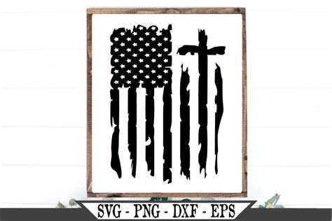 Distressed American Flag With Cross SVG 519337 SVGs Design Bundles