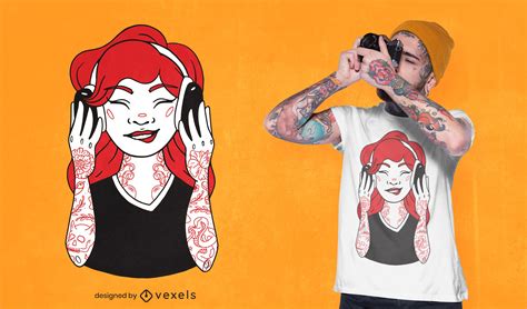 Tattooed Girl T Shirt Design Vector Download
