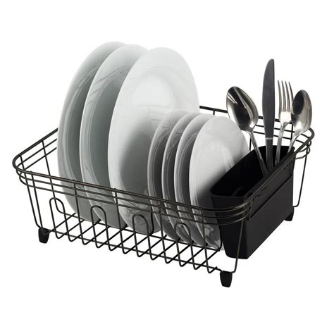 Real Home Innovations Deluxe Small Dish Drainer Black Chrome Walmart