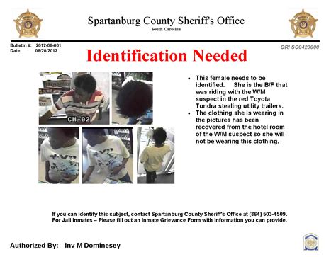 August 2012 BOLO's : Spartanburg Sheriff