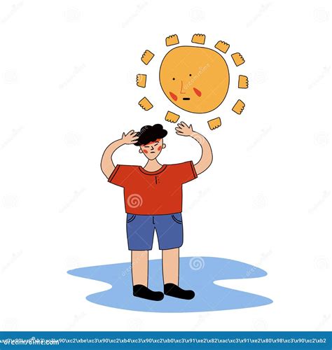 An Asian Looking Man Received A Sunstroke Heatstroke Vector